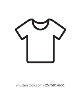 Simple and clean black t-shirt outline icon, ideal for fashion branding, clothing designs, online stores, and creative apparel projects.