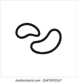 Uma ilustração simples, limpa em preto e branco com duas formas orgânicas abstratas com contornos grossos. Ideal para designs minimalistas, elementos gráficos ou arte conceitual.