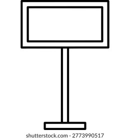 A simple and clean black wireframe outline of a modern chair, isolated on a white background. Ideal for interior design, furniture catalogs, web icons, and minimalist graphic projects.