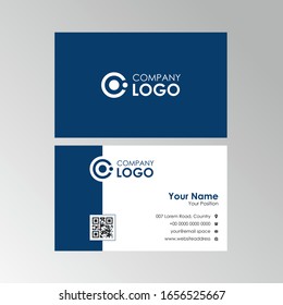 Simple Clean Blue business card design, professional name card template vector