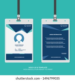 Simple and Clean Blue Id Card Design. High Resolution Template. Ready to Print. Vector Illustration.