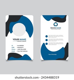 Simple Clean Blue Id Card Design  Professional Identity Card Template Vector Design