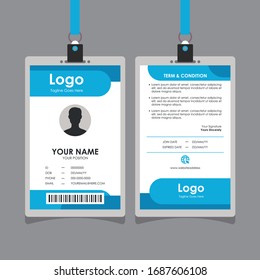 Diseño simple de tarjeta de identificación de forma de óvalo azul limpio, vector profesional de plantilla de tarjeta de identidad para empleados y otros
