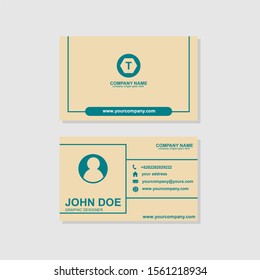 simple and clean blue and soft pink business card design template