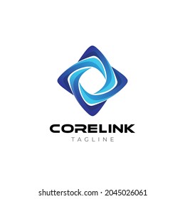 Simple Clean Blue Swirl Logo design Template