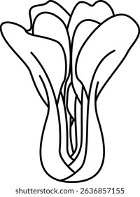 Simple and Clean Bok choy Line Art