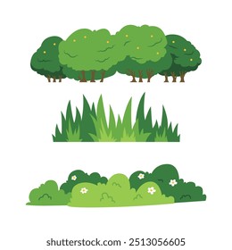 Simples limpo arbusto e grama vetor pack ilustração