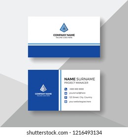 Simple and clean business card with blue details