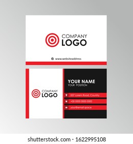 Simple Clean Business Card Template Design With Red, Black and White Color, Professional Business Card Vector Editable