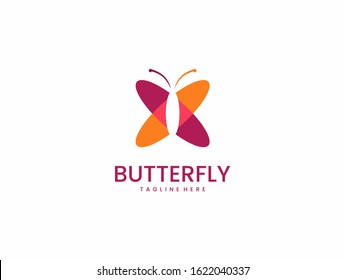 Simple and Clean Butterfly logo formed from two ellipses