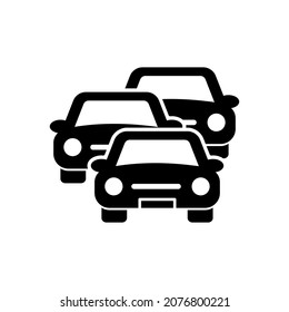 Simple And Clean Cars Traffic Jam Vector Icon Silhouette Illustration On White Background