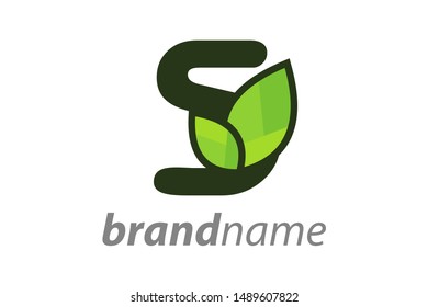 Simple, Clean and Charming initial logo S with leaf.