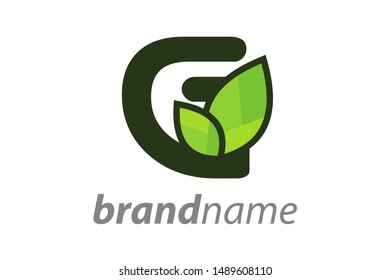 Simple, Clean and Charming initial logo G with leaf.