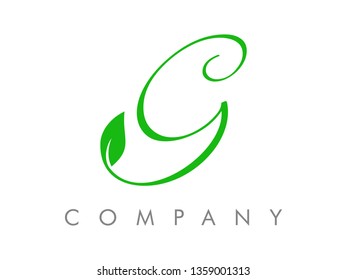 Simple, Clean and Charming logo design  initial Handwriting font combine with leaf.