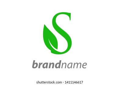 Simple Clean and Charming logo design initial S combining with leaf.