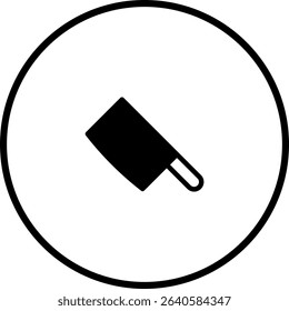 Simple and clean cleaver icon in a circle for butcher shops and culinary concepts