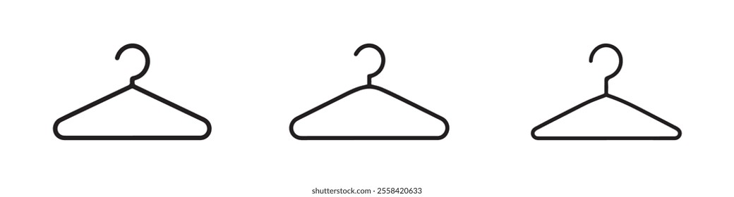 Simple and clean clothing hanger vector icons perfect for fashion, laundry, and retail designs. Ideal for branding, presentations, and web projects.