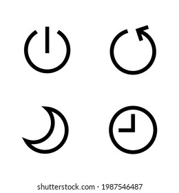 Simple Clean Computer Mode, Shutdown, Restart, Sleep And Hibernate Vector Icon Set