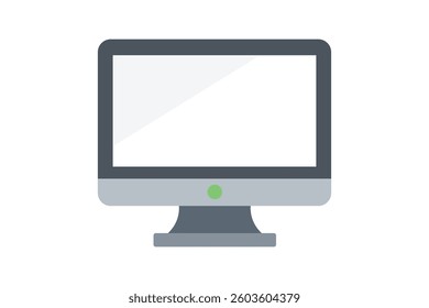 Simple and Clean Computer Monitor Icon, computer monitor icon, desktop monitor flat icon, computer display vector, digital screen