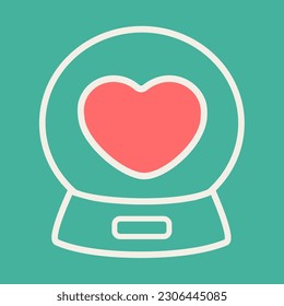 simple clean cute christal snow snowball and graphic heart icon flat design vector. love valentines day and merry christmas. white outline globe symbol. concept and creative card on red background art