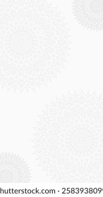 Simple Clean Decorative Minimalist Soft White Mandala Vertical Background with Delicate Line Art and Subtle Gray Details