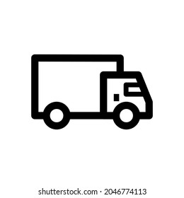 Simple And Clean Delivery, Shipping Box Car Outline Vector Icon Illustration