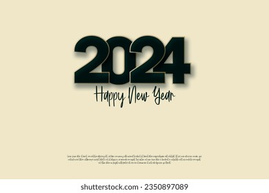 Diseño simple y limpio Feliz Año Nuevo 2024 Fondo para carteles, afiches o calendario.