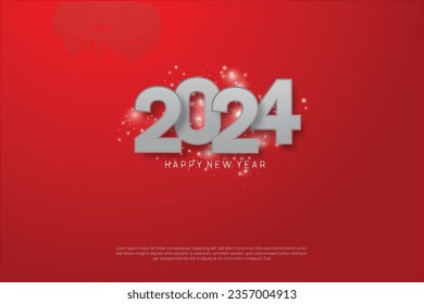 Diseño sencillo y limpio Feliz Año Nuevo 2024. Números de plata para fondo para carteles, afiches o calendario.