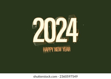 Einfaches und sauberes Design - Frohes neues Jahr 2024. Grüner Hintergrund mit Hintergrundinformationen für Banner, Poster oder Kalender.