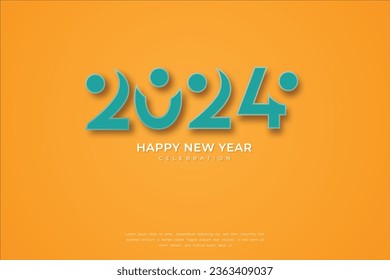 Simple and Clean Design Happy New Year 2024. Orange Background for Banners, Posters or Calendar.