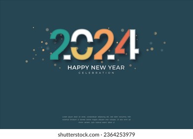 Diseño simple y limpio Feliz Año Nuevo 2024 fondo oscuro