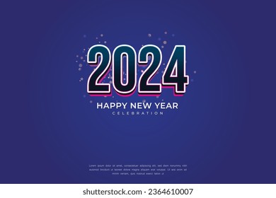 Simple and Clean Design Happy New Year 2024. DarkBackground for Banners, Posters or Calendar.
