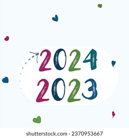 Simple and Clean Design Happy New Year 2024. With Colorful Numbers Bright number Premium Background for Banners, Posters or Calendar.