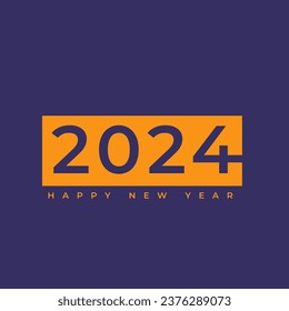 Simple and Clean Design Happy New Year 2024. With Colorful Numbers Bright Certor Premium Background for Banners, Posters or Calendar. Orange over Purple combination Vector Illustration 
