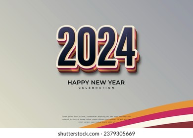 Simple and Clean Design Happy New Year 2024. coloful Numbers for Background for Banners, Posters or Calendar.