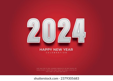 Simple and Clean Design Happy New Year 2024. silver Numbers for Background for Banners, Posters or Calendar.