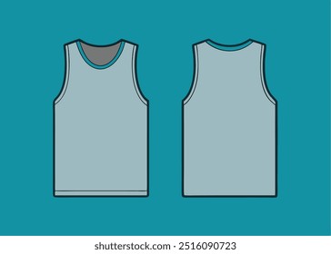 A simple and clean design of a sleeveless shirt, perfect for creating mockups or templates for your clothing designs. This versatile template can be used for various purposes.