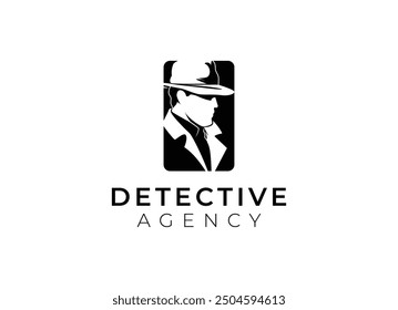 Einfaches und sauberes Design des Detective Logos. Designlogo für Detektive	Vektorgrafik