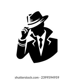 Logotipo del tema del detectives limpio simple Vector negro