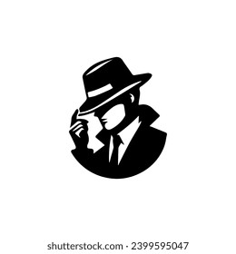 Logotipo del tema del detectives limpio simple Vector negro