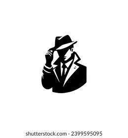 Logotipo del tema del detectives limpio simple Vector negro