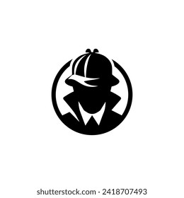 Simple Clean Detective Theme logo Vector Black On White Background