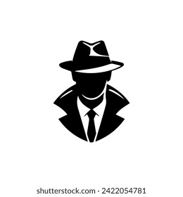 Simple Clean Detective Theme logo Vector Black On White Background