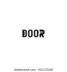 simple, clean door and paint idea logotype for home decoration. vector icon with eps10. Illustration inspiration with word mark style logos.