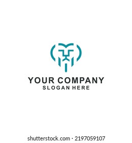 simple clean and elegant lion love logo