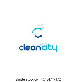 simple, clean, elegant and modern logo design with bubble and initial C for cleaning & maintenance company