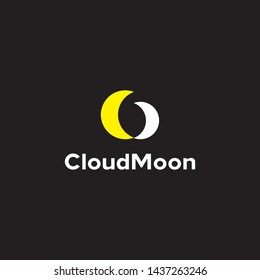 simple, clean, elegant, modern and sophisticated logo design illustration inspiration with moon forming cloud for technology, digital, computer, etc