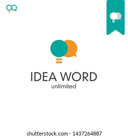 simple, clean, elegant, modern and sophisticated logo design illustration inspiration with bulb, chat, and infinity for technology, digital, computer, chatting, messenger, etc