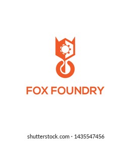 simple, clean, elegant, modern, unique and sophisticated logo design with a gear, fox and oil for technology, marketing, consulting, foundry, mining, industrial, construction, environment, etc
