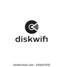 simple, clean, elegant, modern, unique, fun, and playful logo design with wifi, initial C and disk for DJ, musician, artist, music instrument, technology, internet, apps, etc